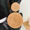 Charm Geometric Shangle Küpeler Kadınlar için Kızlar Büyük Boy Yuvarlak Rattan Yeni Stil Takı Yaz Aksesuarları R230819