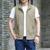 Men's Vests Tactical Vest Solid Color Zipper Casual Top Outdoor Mountaineering Cycling Sweatshirt Man Plus Size M-6XL Colete Masculino