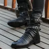 Laarzen wnfsy winter puntige teen heren middencalf buckle strap chelsea laars voor mannen lederen high top man schoenen 230818