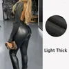 Damen -Leggings plus Größe Winter PU Leder Frauen verdickte warme Legging hohe Taille schwarze Hosen sexy