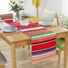 Tafelloper 9 Pack Mexicaanse streeptafel Runner Placemats Cotton Dining Table Decoratie voor Cinco de Mayo Mexican Fiesta Party Wedding 230818