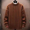 Herrtröjor Autumn Winter Male Turtleneck Pullovers Sticked Casual Sweat-Shirt Harajuku Fashion Vintage Slim Fit Clothes