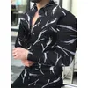 Męskie koszule Wysoko jakościowa moda Mężczyźni Koszulka Buta Projektant Lapel Starry Sky Print Done Tleeve Tops Cardigan Cardigan