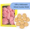 Baking Moulds 10Pcs Halloween Cookie Cutters Set Ghost Pressable Stamp Biscuit Mold Decoration
