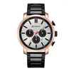 Wristwatches True Three Eyes Men's Quartz WristWatch Stainless Steel With Waterproof Calendar Fashion Business Watches For