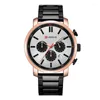 Polshorloges True Three Eyes Heren Quartz polshorloge roestvrij staal met waterdichte kalender Fashion Business horloges voor