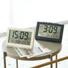 Relojes de pared LCD Despertador de escritorio eléctrico Blanco con calendario y temperatura digital Humedad Reloj moderno para el hogar y la oficina Dormitorio