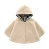 Дизайнерское детское пальто для девочек-пончо, одежда, однотонный плащ, осенне-зимнее пальто, флисовый гладкий материал для лица, плащ с капюшоном