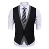 Costumes pour hommes gilet Steampunk Colete Masculino noir simple boutonnage gris élégant Slim Fit décontracté mariage marié gilet sur mesure