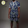 Herren-Trainingsanzüge afrikanische Anzüge für Männer Kurzarm O-Neck-Shirts und Shorts 2-teilige Set Plus Size Casual Tracksuit Dashiki Print Kleidung