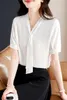 Women's Blouses Koreaanse Koreaanse korte mouw zomer high-end sense pendelaar witte chiffon shirt dames streamer shirts