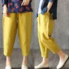 Pantaloni da donna Donne Summer Harem Cotton Capri Capri Pantaloncini per la caviglia traspirante con tasche