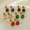 Hoop Earrings Colorful CZ Cubic Zircon Stud Stainless Steel 18K Gold Plated Selling Non Tarnish For Female