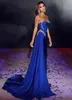 Prom Party Gown Royal Blue Evening Dresses Formal Mermaid Sweetheart Sleeveless Sweep Train Satin Beaded Sequins Lace Up Zipper Split Front/Side New Custom