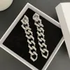 Dangle Ohrringe Top -Qualität Designer -Marke Silber Kette Kristall langer Ohrclip Frauen Schmuck Trend