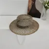 Berets 202306-shi Ins Chic Summer Natural Salt Grass Tropical Rainforest Big Flowers Ribbon Lady Fedoras Cap Women Panama Jazz Hat