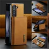 DG.ming 2in1 Caixa de carteira de couro para Samsung Galaxy Z Fold5 4 3 Tampa de divisão magnética