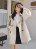 Women's Trench Coats Coat For Women 2023 Spring Autumn Lantern Sleeve Windbreaker Fashion Versatile Mid Length Jacket