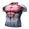 Men's T-skjortor Summer Running Fitness Top Compression Printing Anime Kort ärm T-shirt cool rolig rolig