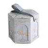 Wrap regalo 1pc sacca esagonale Candy Box Himporatura in pelle portatile in pelle Blue Rosa.