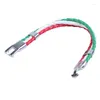 STRAND 5X Sieraden Bracelet Italiaanse vlag Bangle lederen legering voor herenvrouwen groen wit rood (breedte 14 mm lengte 21,5 cm)