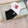 Summer men's and women's baby designer retro matching cotton texture comfortable skin friendly fashion generous two-piece set size 90-160cm F011