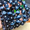 Strand Natural Blue Tiger Eye Bransoletka Kryształowe bransoletki 10 mm/12 mm okrągłe koralik rozciągnięcie uzdrawianie Kobiet Kamień Biżuterii Prezent 1PCS