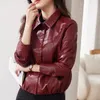 Women's Leather 2023 Bourgogne Red Coat Autumn/Winter Korean Fashion Jacket Jaqueta Feminina