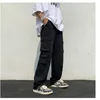 Herrenhosen schwarz/weiß lässige Mode lose gerade Bein breite Straße Hip Hop Tasche