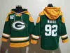 Green Bay''Packers''Men 33 Aaron Jones 12 Aaron Rodgers 4 Brett Favre Custom Green Lace-Up Pullover Hoodie