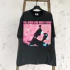 4BNV-t-shirts Saint Michael Cho Abstrakt karaktär Fotmönster gammal tvätt vintage kort ärm T-shirt