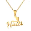 Collane a pendente mappa di moda di haiti pendente per donne uomini personalizzati 18k oro in oro in acciaio inossidabile in acciaio inossidabile in acciaio inossidabile