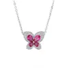 Kettingen Delicaat Real Silver 925 Origineel juweliers Lab gecreëerd Ruby Butterfly hanger ketting voor vrouwen verjaardagscadeau meisje