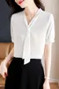 Women's Blouses Koreaanse Koreaanse korte mouw zomer high-end sense pendelaar witte chiffon shirt dames streamer shirts