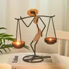 Candle Holders Nordic Metal Candlestick Abstract Character Sculpture Holder Decor Handmade Figurines Easter Home Decoration Art Gift