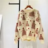 Women's Sweaters 2023 Autumn And Winter Christmas Tree Jacquard Warm Sweater Loose Knit Top