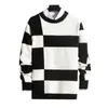 Men's Sweaters Color Matching Sweater Individual Design Colorblock Knitted Winter Thick Soft Stylish For Outdoor