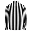 Men's Casual Shirts Black White Striped Shirt Vertical Lines Print Long Sleeve Custom Y2K Blouses Spring Fashion Oversized Top