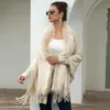 Kobiety Tees Logami Fake Fur Fllar Cardigan Poncho Tassel Solidny płaszcz Kobiety swobodny szal 230816