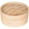 Double Boilers Wooden Food Natural Bamboo Steamer Dumpling Basket Lid Steaming Chinese Cooking Tool Buns Kitchen Accessory