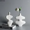 Vases Vase en céramique cuit uni Blanc Arrangement de fleurs séchées Ornement Décoratif Décoration hydroponique Artisanat