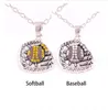 Titanium Sport Accessories Coach Gift Antique Sliver Plated Multi-Color Style Rhinestone Crystal Baseball MOM Pendent