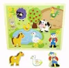 Mini Montessori Wooden 3D Puzzles Hand Grab Boards Cartoon Animaux Jigsaw pour bébé