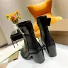 femmes Thomas designer luxe martin bottes sexy mode couleur unie lettres en cuir bottes décontractées côté plaqué or met en évidence les chaussures à plate-forme à talon épais