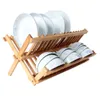 Mugs 2Layer Folding Natural Bamboo Kitchen Storage Display Stand Drying Tea Coffee Cup Dish Plate Rack Air 470m 230818