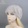 Beanie Skull Caps 2023 Importerad full päls mink hatt kvinnors vinterkapsel elegant modestil kvinnlig varma öronmuffar 230818