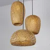 Kronleuchter handgefertigt natürlicher Rattan-LED-Bambus-Laterne-Anhänger Lichter Weiden handgewebe