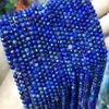 Kralen natuurlijk 2 3 4 mm gefacetteerde lapis lazuli stenen ronde losse spacer kraal voor sieraden maken doe -het -zelf armband ketting accessoires 15 ''