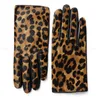 Пяти пальцев перчатки YY5388 Новинка женщин леопардовый принцип настоящий кожаный женский