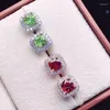 Orecchini per borchie Naturale Red Red Garnet o Peridot Square Everings 5 ​​5mm 0,8Ct 2pc GEMSTONE 925 Gioielli sottili in argento sterling x21887